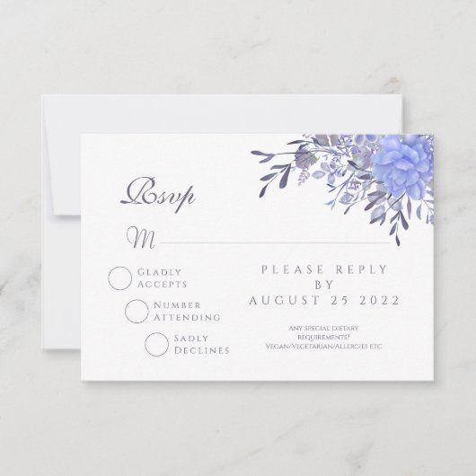 Vintage Floral RSVP Wedding Response Card (正面)