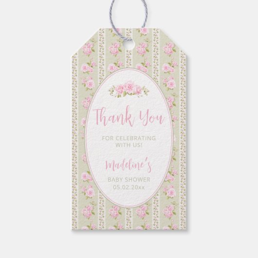 Vintage Floral Sage Green  ギフトタグ (正面)