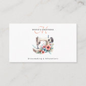 Vintage Floral Sewing Machine Monogrammed 名刺 (正面)