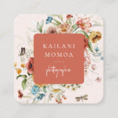 Vintage Floral Square Business Card スクエア名刺 (正面)