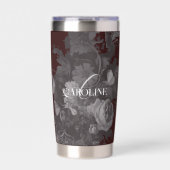 Vintage Floral Still Life Artistic Burgundy 保温保冷タンブラー (正面)