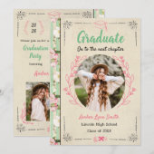 Vintage Floral Story Book Graduation 招待状 (正面/裏面)