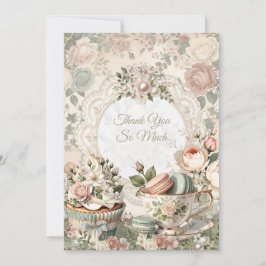 Vintage Floral Sweet 16 Thank You Card 招待状