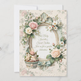 Vintage Floral Tea Party Sweet 16 Invitation 招待状