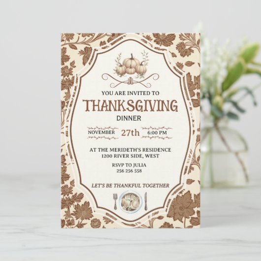 Vintage Floral Thanksgiving 招待状 (スタンド正面)