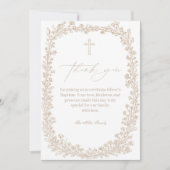 Vintage Floral Toile Baptism サンキューカード (正面)