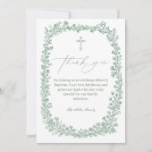 Vintage Floral Toile Baptism サンキューカード (正面)