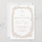 Vintage Floral Toile Baptism 招待状 (正面)