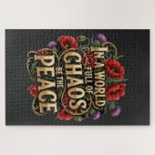 Vintage Floral Typography Peace ジグソーパズル (横)