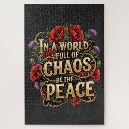 Vintage Floral Typography Peace ジグソーパズル
