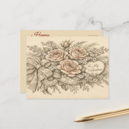 Vintage Floral Valentine's Day Postcard シーズンポストカード