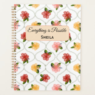 Vintage floral watercolour clear diamond Planner プランナー手帳