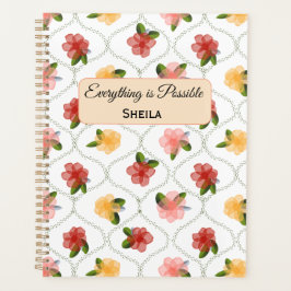 Vintage floral watercolour clear diamond Planner プランナー手帳