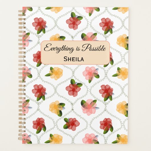Vintage floral watercolour clear diamond Planner プランナー手帳 (正面)