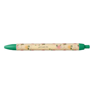 Vintage floral watercolour diamond ballpoint pen 黒ボールペン