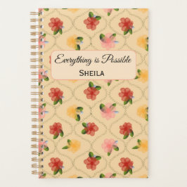 Vintage floral watercolour diamond Notebook プランナー手帳