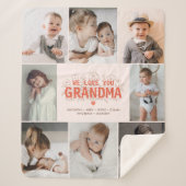 Vintage Floral We Love You Grandma 8-Photo Collage シェルパブランケット (正面)