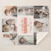 Vintage Floral We Love You Grandma 8-Photo Collage シェルパブランケット (正面(横))
