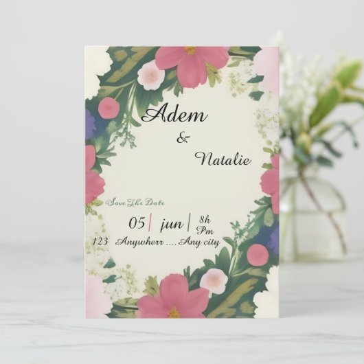 Vintage floral wedding card 招待状 (スタンド正面)
