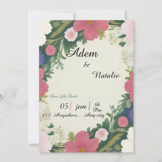 Vintage floral wedding card 招待状