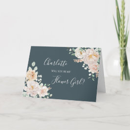 Vintage Floral Wedding Flower Girl Proposal Card サンキューカード