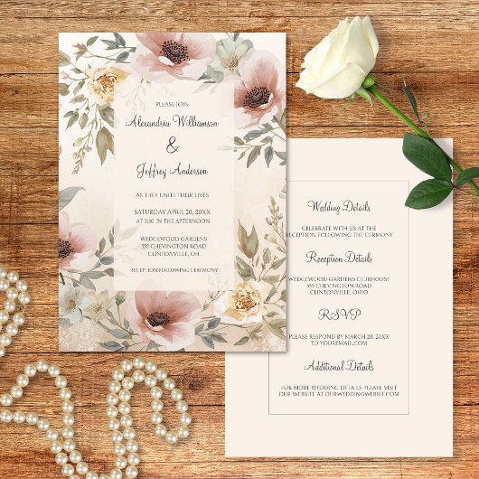 Vintage Floral Wedding Invitation 招待状