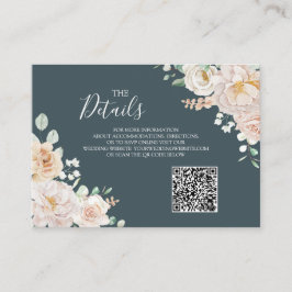 Vintage Floral Wedding QR code Details Insert エンクロージャーカード