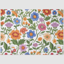 Vintage Florals Knitting Botanical Pattern Pastel  薄葉紙