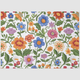 Vintage Florals Knitting Botanical Pattern Pastel 薄葉紙