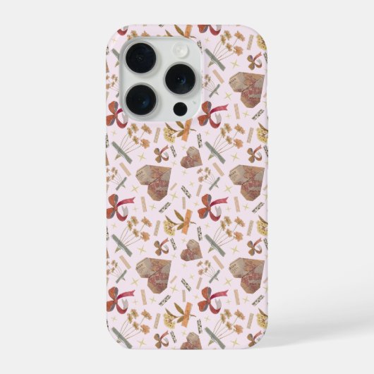 Vintage Florals & Paper Hearts IPhone Case iPhoneケース (裏面)