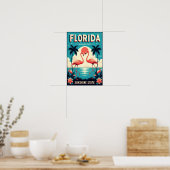 Vintage Florida Flamingo Travel Poster ポスター (キッチン)