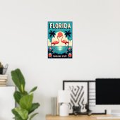 Vintage Florida Flamingo Travel Poster ポスター (ホームオフィス)