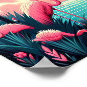 Vintage Florida Flamingo Travel Poster ポスター (角)