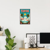Vintage Florida Flamingo Travel Poster ポスター (ホームオフィス)