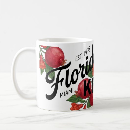 Vintage Florida Pomegranate Miami Botanical Fruit コーヒーマグカップ (左)