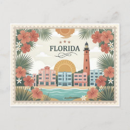 Vintage Florida Travel Miami Art Deco Lighthouse  シーズンポストカード