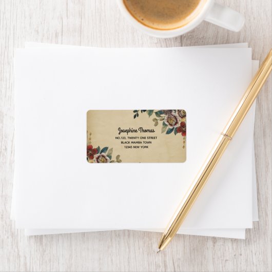 Vintage Flower Address ラベル (インサイチュ)