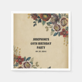 Vintage Flower Birthday  スタンダードカクテルナプキン