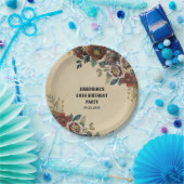 Vintage Flower Birthday ペーパープレート (パーティー)