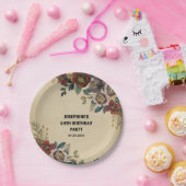 Vintage Flower Birthday ペーパープレート (パーティー)