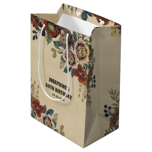 Vintage Flower Birthday  ミディアムペーパーバッグ (裏面アングル)