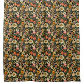 Vintage Flower Blooms Seamless Pattern シャワーカーテン (正面)