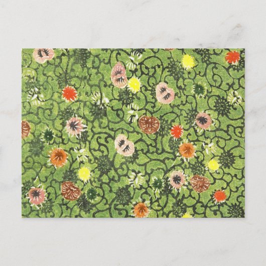 Vintage Flower Fabric Bingata Blossom ポストカード (正面)