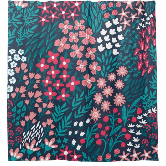 Vintage flower seamless pattern. Endless repeated シャワーカーテン (正面)