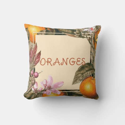 Vintage Flowers and Oranges クッション (正面)