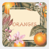 Vintage Flowers and Oranges スクエアシール (正面)