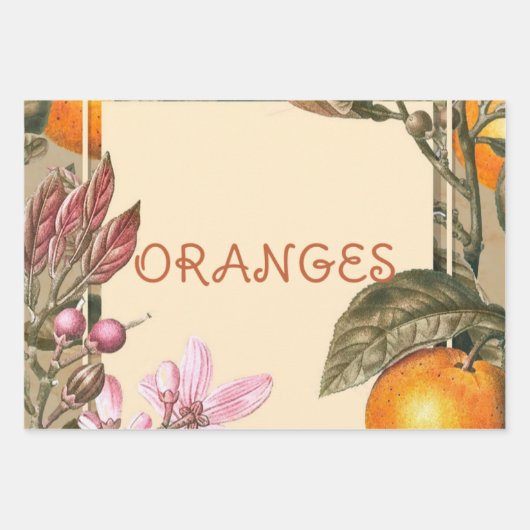 Vintage Flowers and Oranges ラッピングペーパーシート (正面)