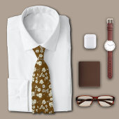 Vintage Flowers Antique Green Personalize Initial ネクタイ