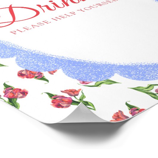 Vintage Flowers Baby shower Drinks ポスター (角)