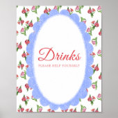 Vintage Flowers Baby shower Drinks ポスター (正面)